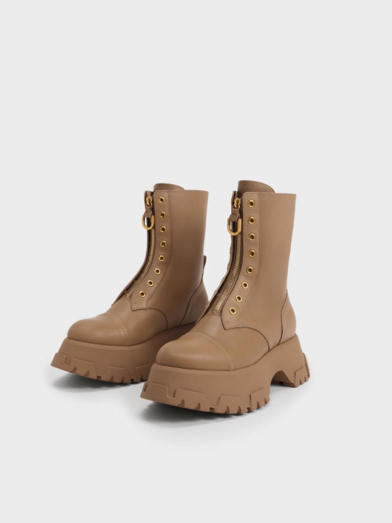 Botine Charles & Keith Gabine Front Zip Maro | 389VSCLQA