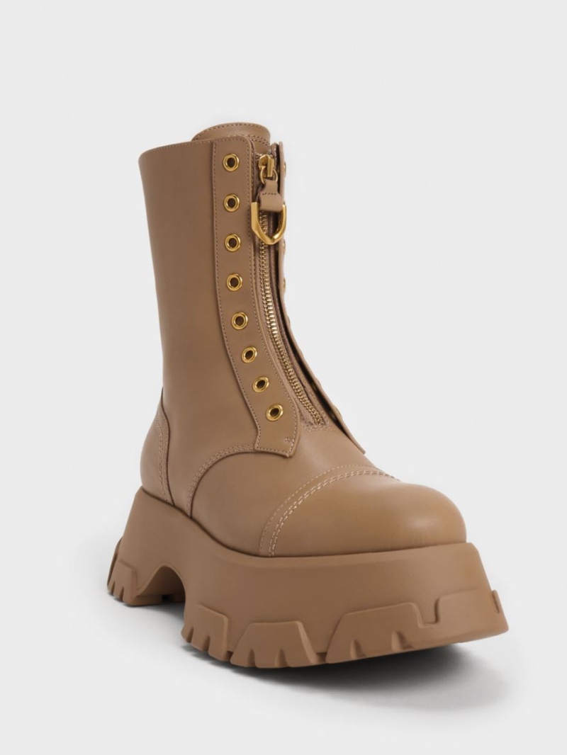 Botine Charles & Keith Gabine Front Zip Maro | 389VSCLQA