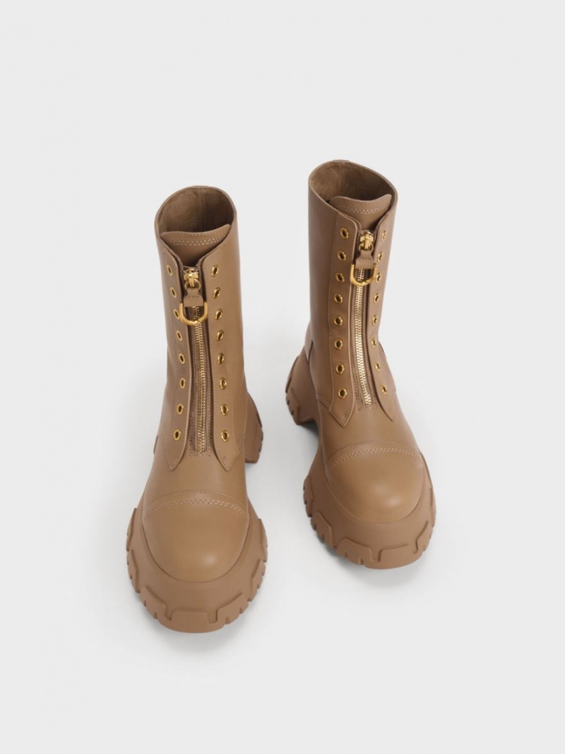 Botine Charles & Keith Gabine Front Zip Maro | 389VSCLQA