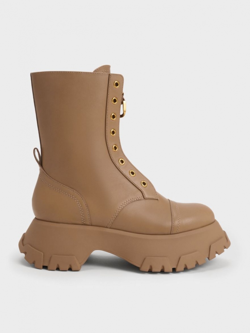 Botine Charles & Keith Gabine Front Zip Maro | 389VSCLQA