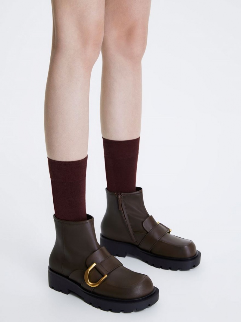 Botine Charles & Keith Gabine Loafer Maro Inchis | 175WCEDKF