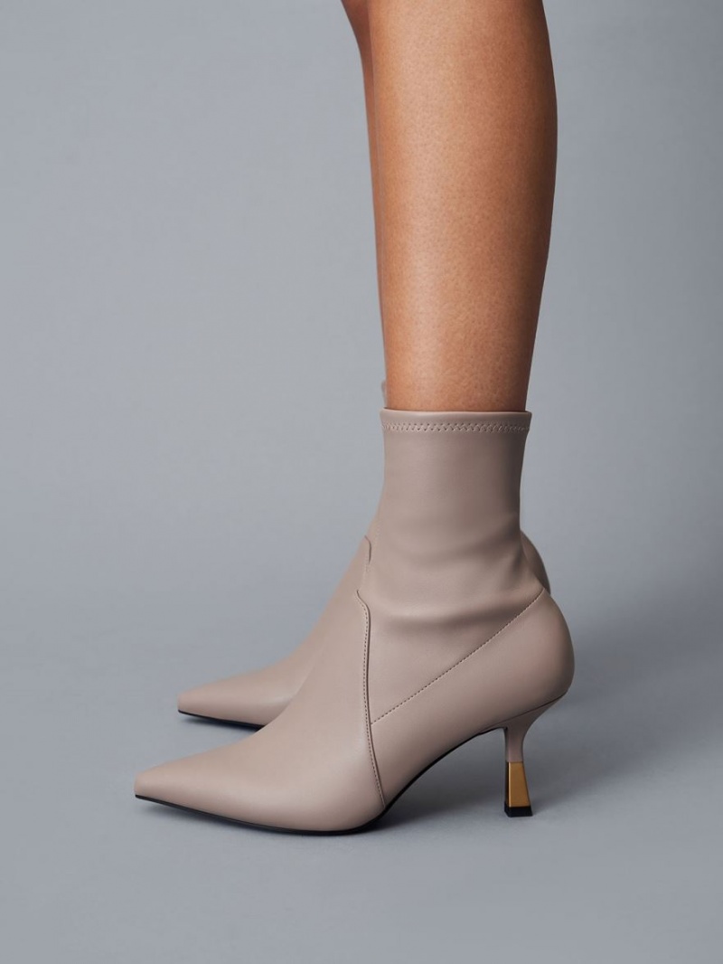Botine Charles & Keith Kitten Heel Gri | 714WHFSVQ