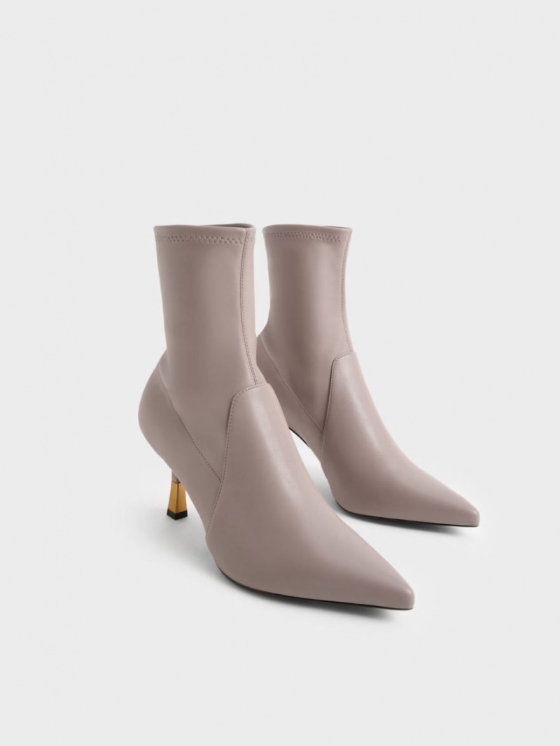 Botine Charles & Keith Kitten Heel Gri | 714WHFSVQ