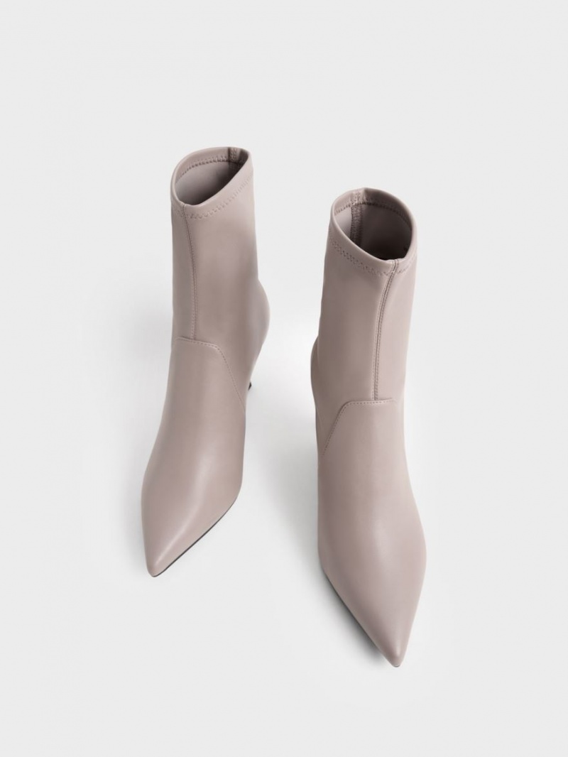 Botine Charles & Keith Kitten Heel Gri | 714WHFSVQ