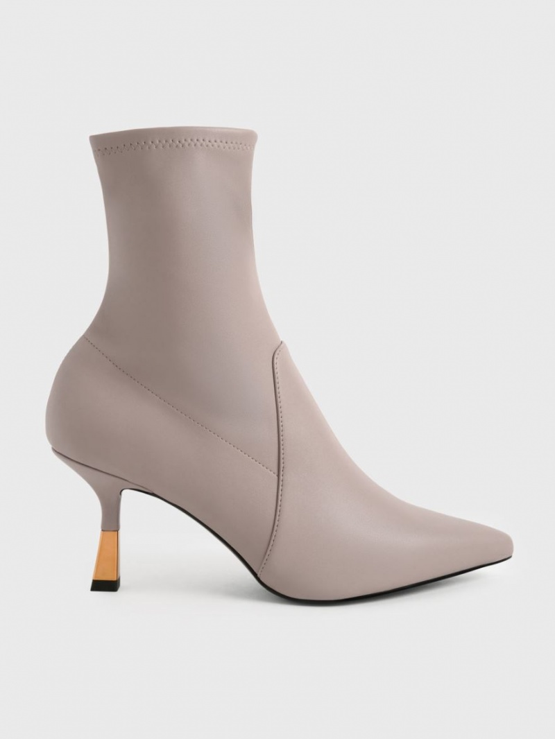 Botine Charles & Keith Kitten Heel Gri | 714WHFSVQ