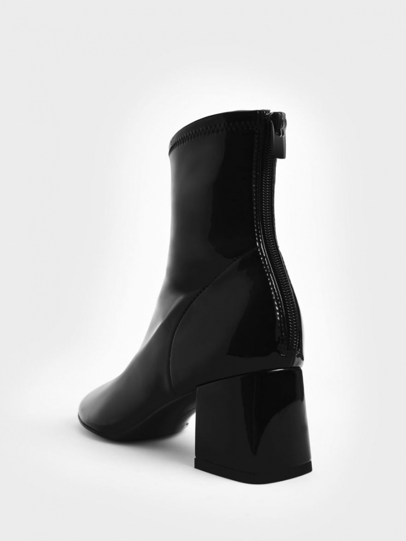 Botine Charles & Keith Lacuita Block Heel Negrii | 360OIUNTM