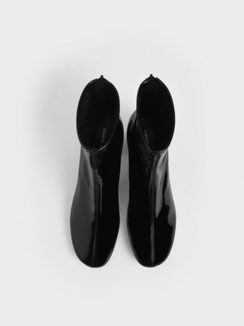 Botine Charles & Keith Lacuita Block Heel Negrii | 360OIUNTM
