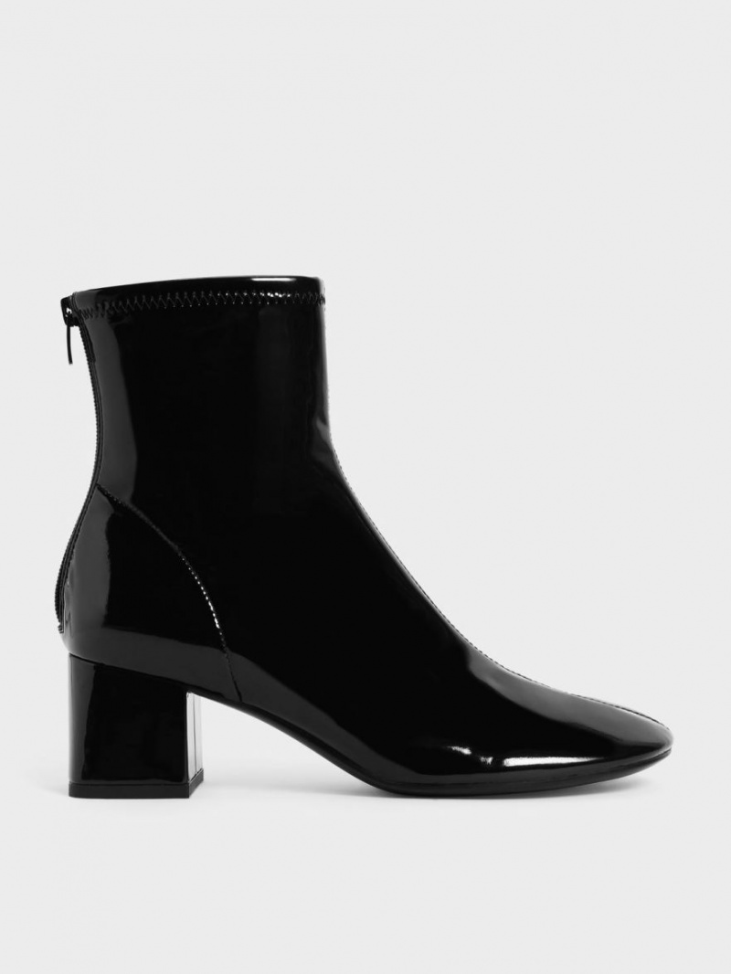 Botine Charles & Keith Lacuita Block Heel Negrii | 360OIUNTM