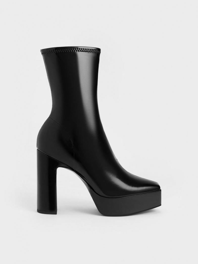 Botine Charles & Keith Lacuita Platforma Block Heel Negrii | 463ZGQDHW