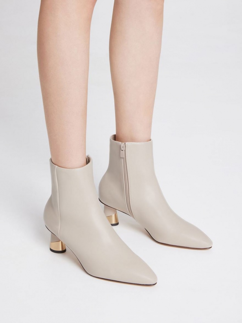 Botine Charles & Keith Metallic Heel Gri | 824DIQBGZ