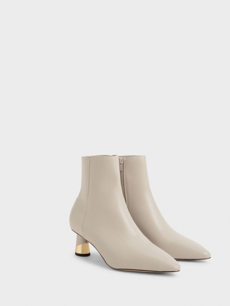 Botine Charles & Keith Metallic Heel Gri | 824DIQBGZ