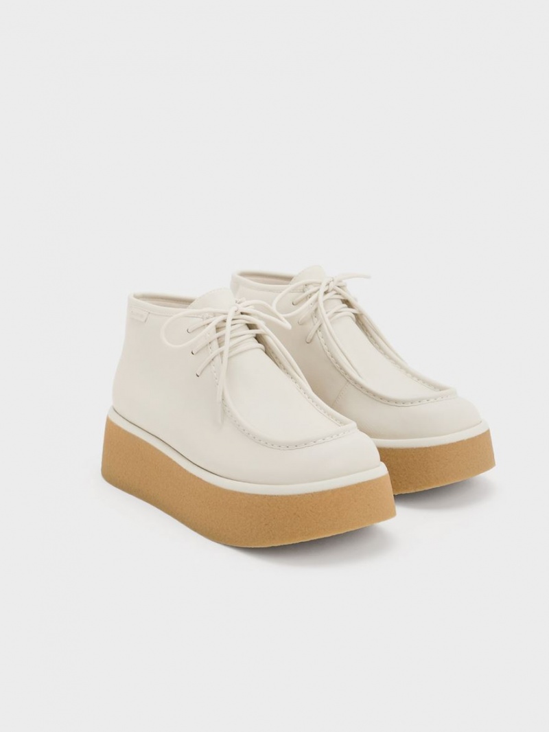 Botine Charles & Keith Molly Flatform Albi | 390TFMNJZ