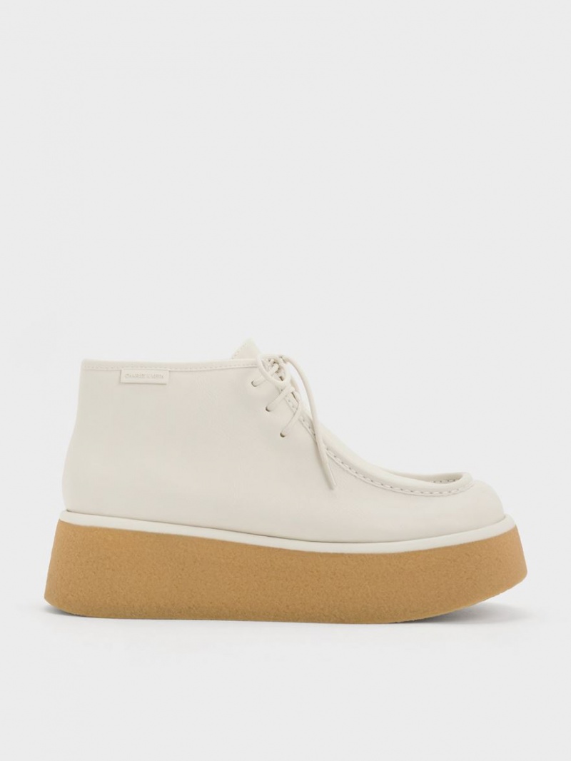 Botine Charles & Keith Molly Flatform Albi | 390TFMNJZ
