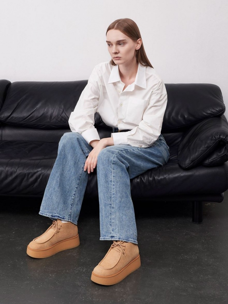 Botine Charles & Keith Molly Textured Flatform Maro | 469ZRDEIU