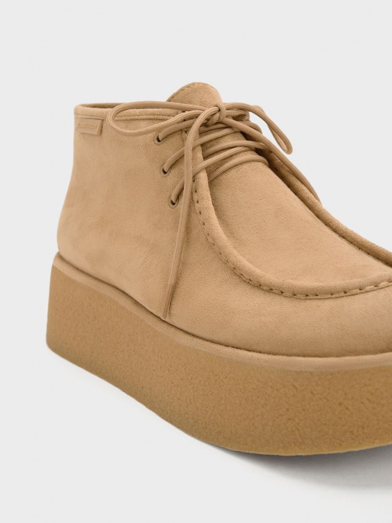 Botine Charles & Keith Molly Textured Flatform Maro | 469ZRDEIU