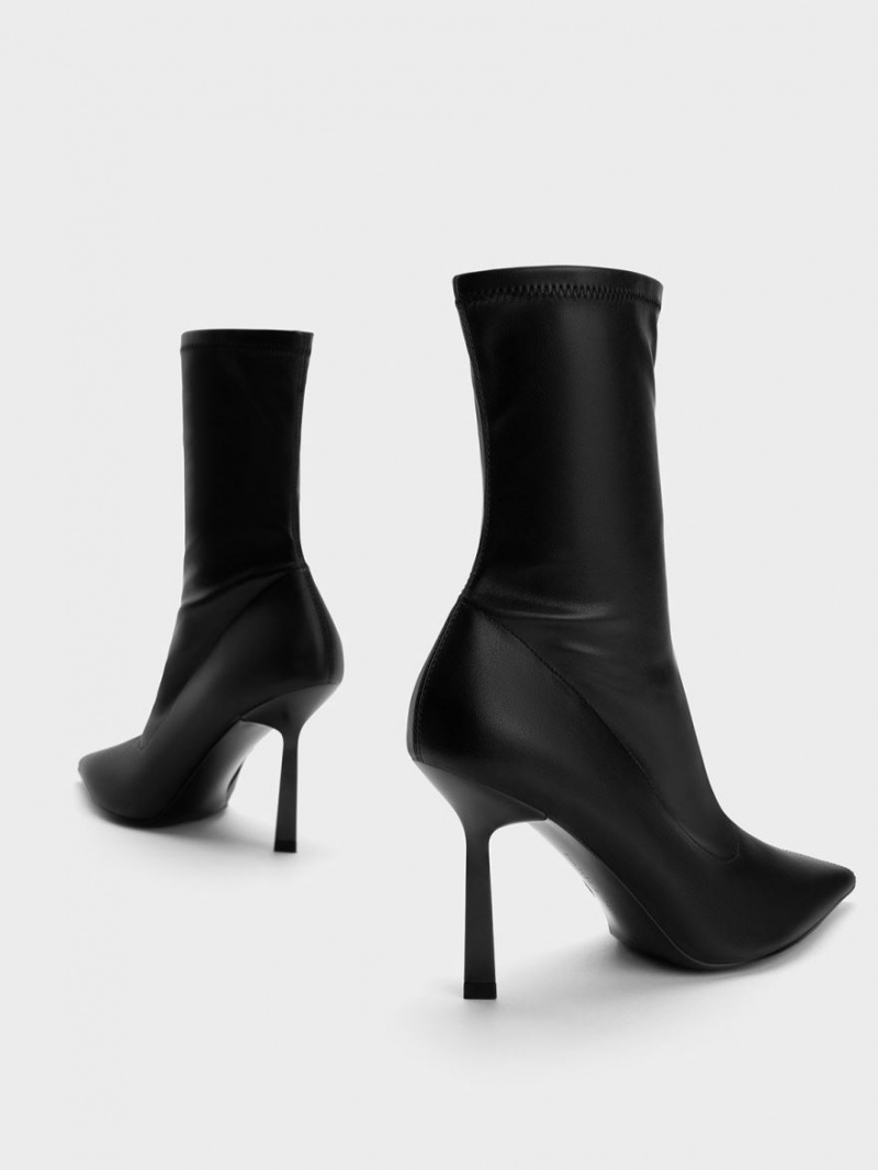 Botine Charles & Keith Pointed-Bombeu Stiletto Heel Negrii | 403NHMFUO