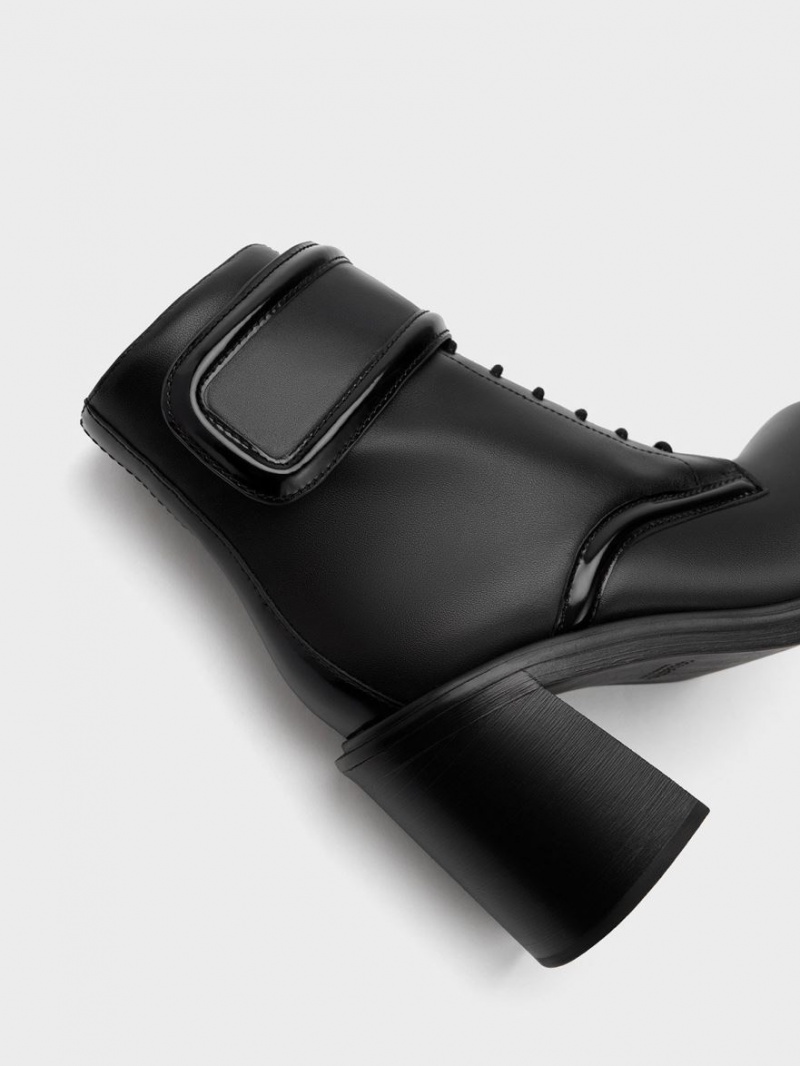 Botine Charles & Keith Rosalie Piele Negrii | 138INOCGQ