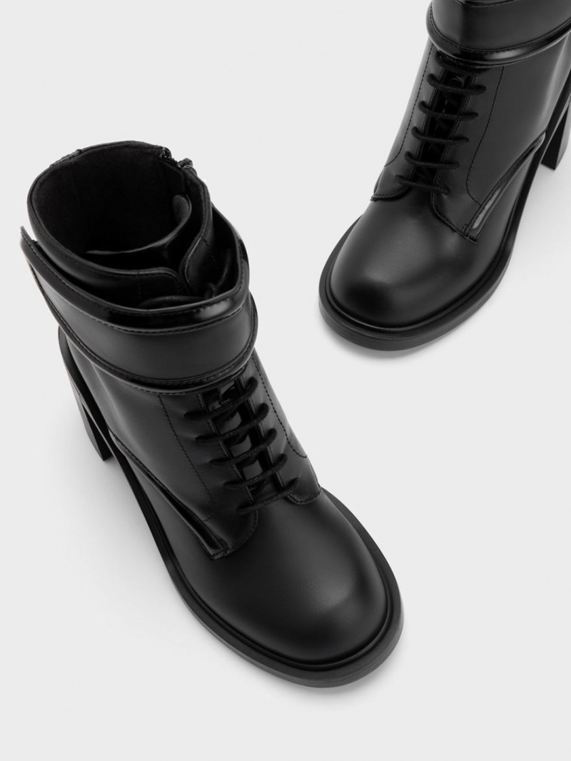 Botine Charles & Keith Rosalie Piele Negrii | 138INOCGQ