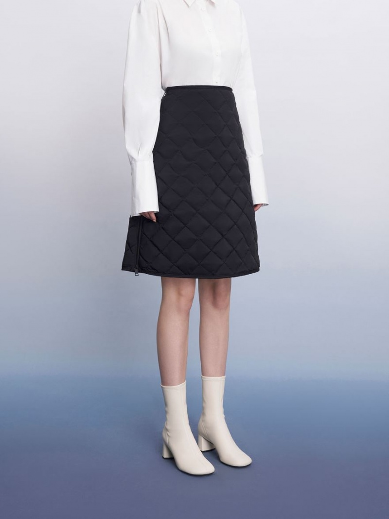 Botine Charles & Keith Round-Bombeu Zip-Up Albi | 601SHOMPY