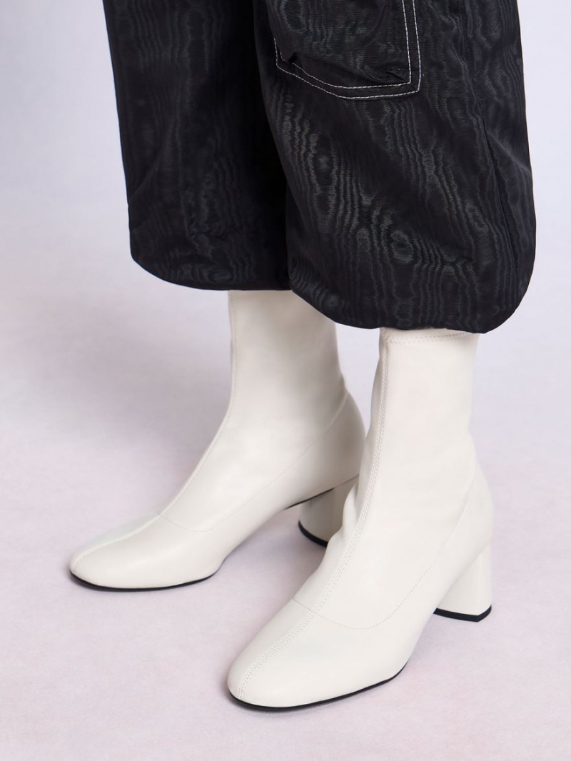 Botine Charles & Keith Stitch-Trim Albi | 253DQIPOS