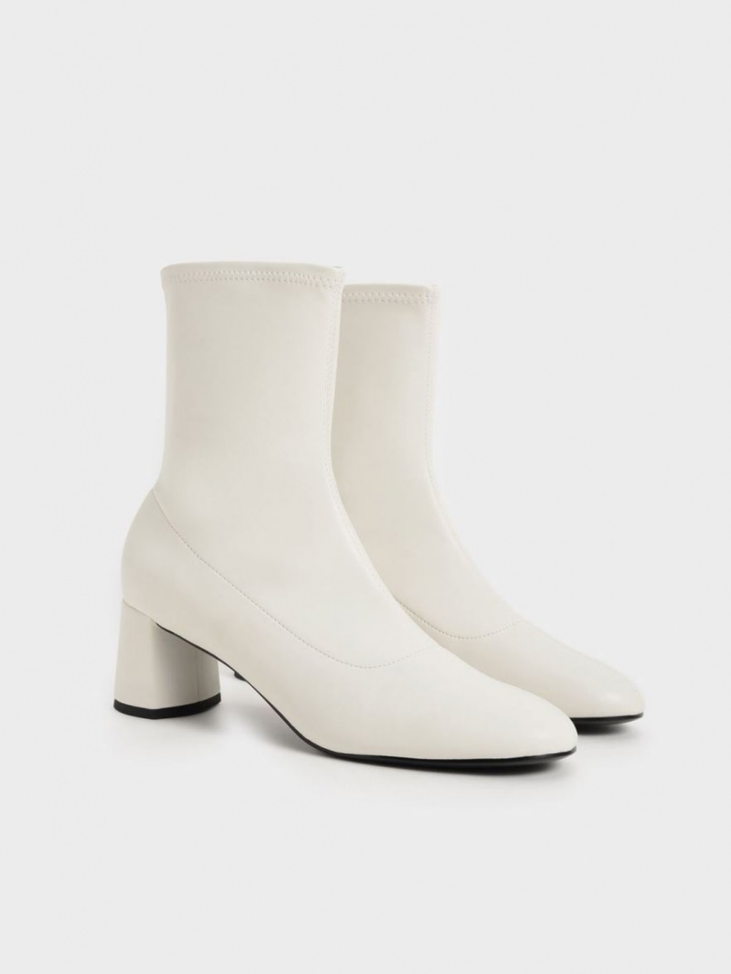 Botine Charles & Keith Stitch-Trim Albi | 253DQIPOS