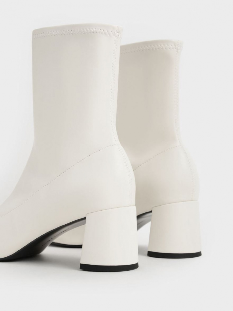 Botine Charles & Keith Stitch-Trim Albi | 253DQIPOS