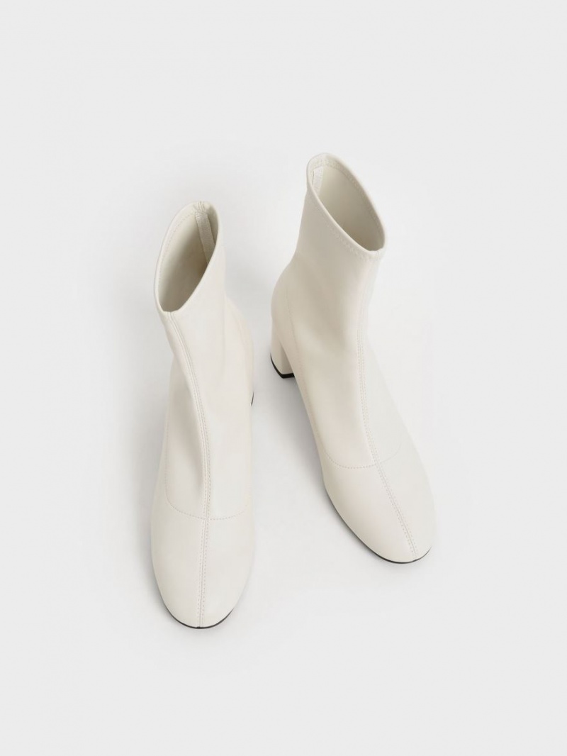 Botine Charles & Keith Stitch-Trim Albi | 253DQIPOS