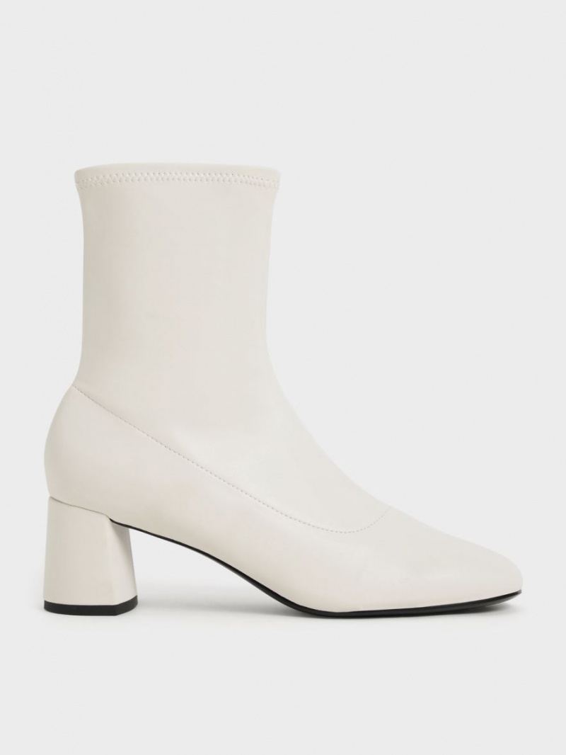 Botine Charles & Keith Stitch-Trim Albi | 253DQIPOS