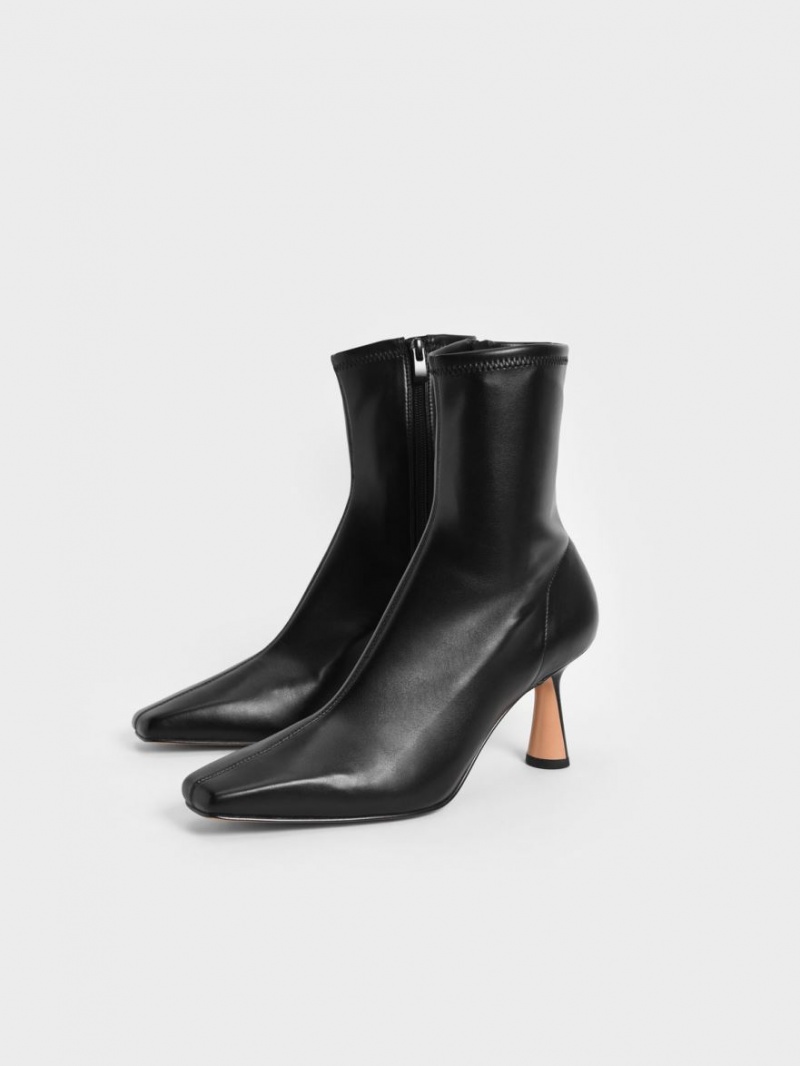 Botine Charles & Keith Tapered Square-Bombeu Negrii | 537WXRENV