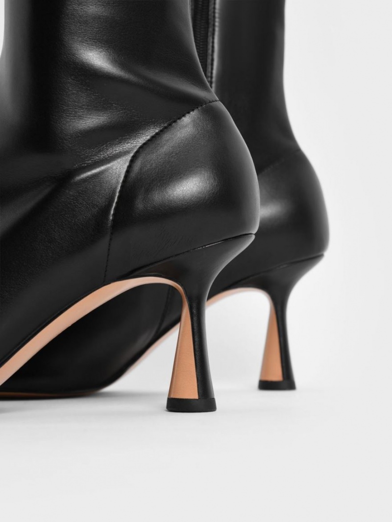 Botine Charles & Keith Tapered Square-Bombeu Negrii | 537WXRENV