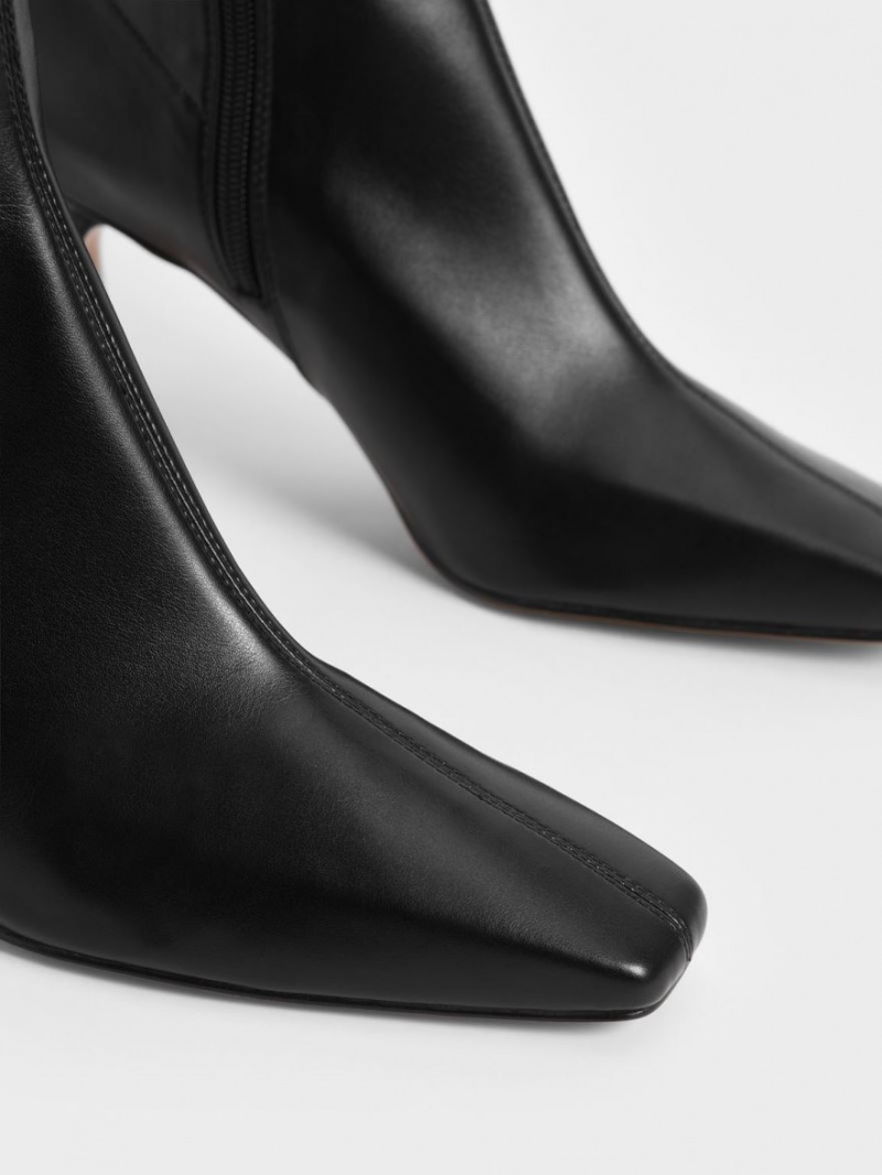 Botine Charles & Keith Tapered Square-Bombeu Negrii | 537WXRENV