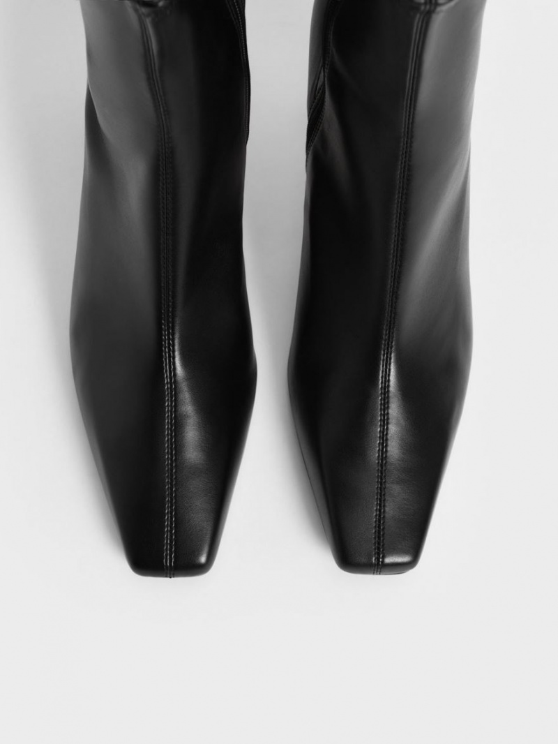 Botine Charles & Keith Tapered Square-Bombeu Negrii | 537WXRENV