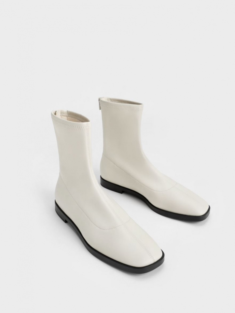 Botine Charles & Keith Zip-Up Albi | 071LFCDIS