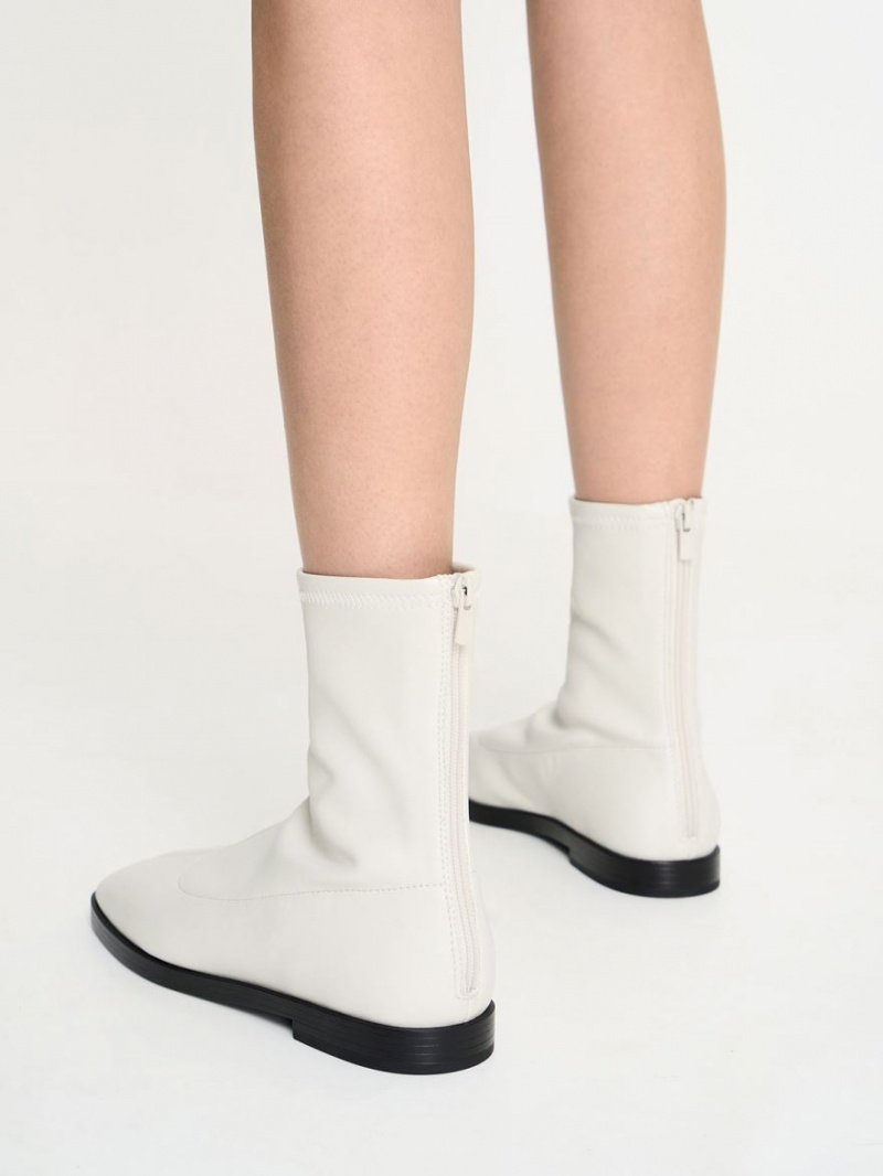 Botine Charles & Keith Zip-Up Albi | 071LFCDIS