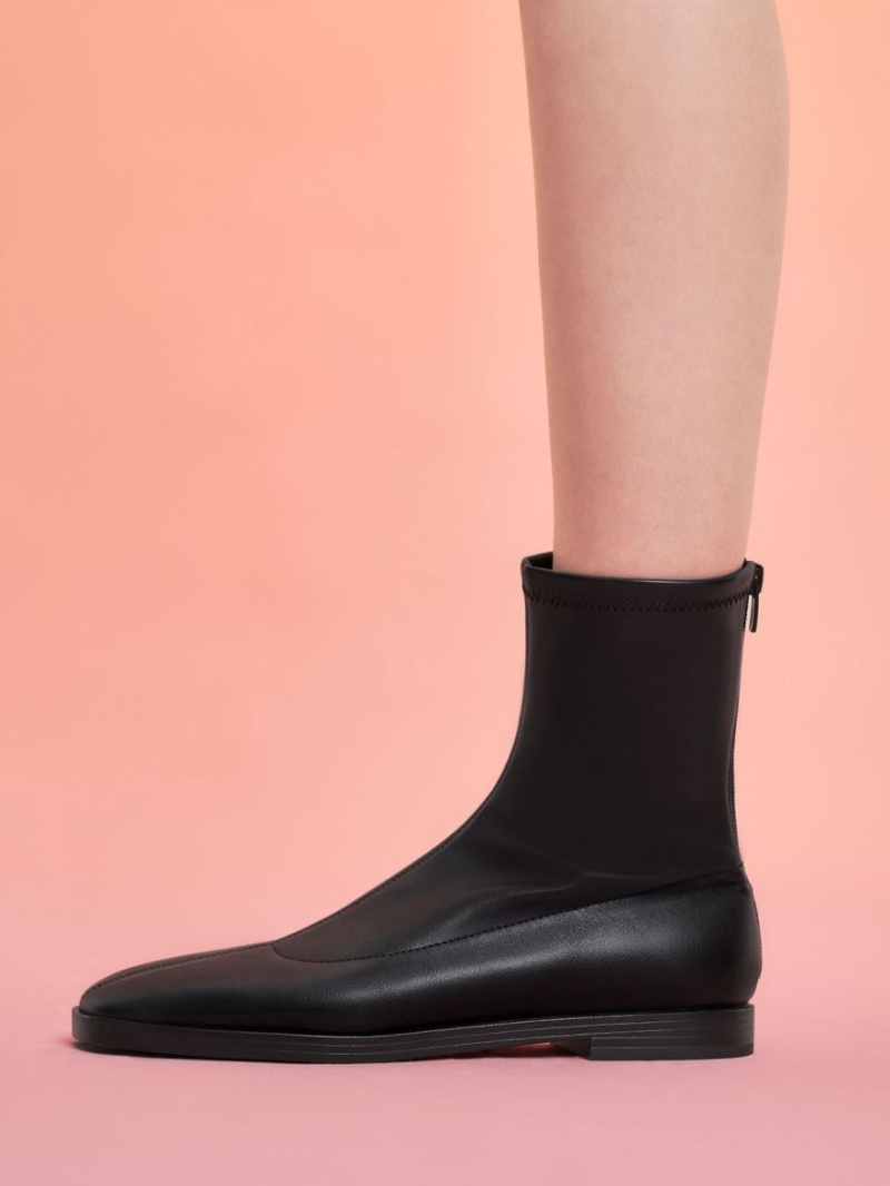 Botine Charles & Keith Zip-Up Negrii | 692NDRJOC