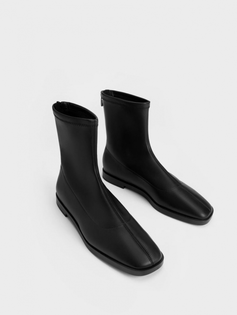 Botine Charles & Keith Zip-Up Negrii | 692NDRJOC