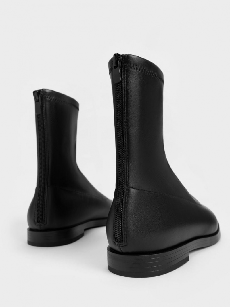 Botine Charles & Keith Zip-Up Negrii | 692NDRJOC