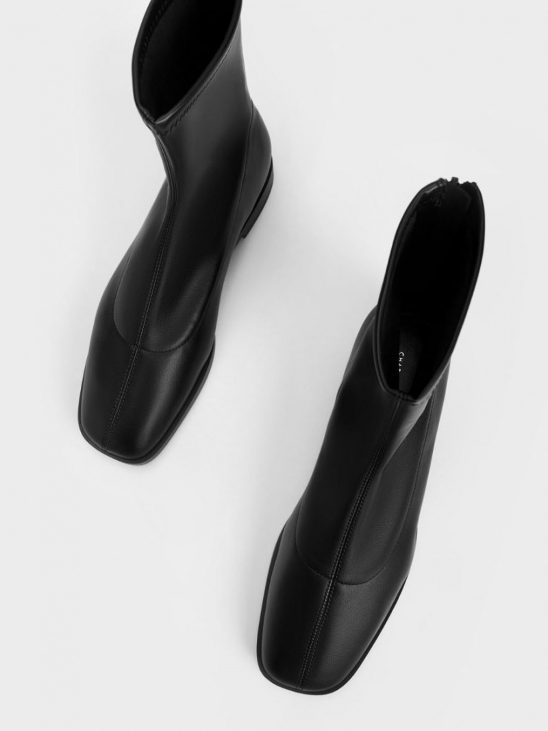 Botine Charles & Keith Zip-Up Negrii | 692NDRJOC