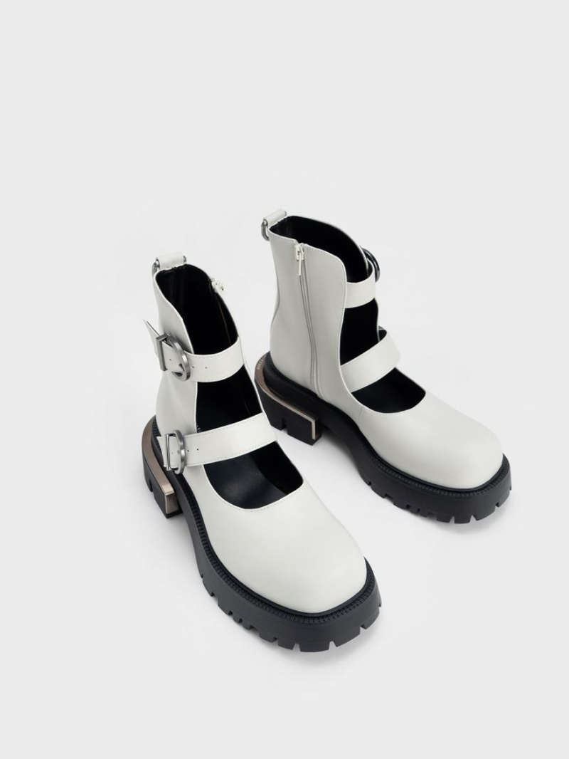 Cizme Groase Charles & Keith Selma Buckled Albi | 498IFWGEX