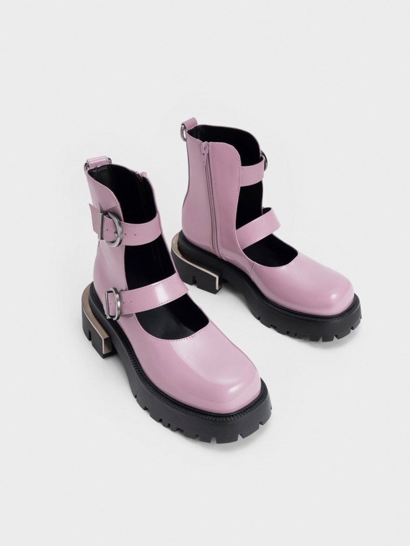 Cizme Groase Charles & Keith Selma Lacuita Buckled Violet | 506LEGIJF