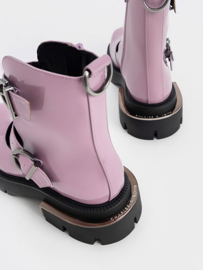 Cizme Groase Charles & Keith Selma Lacuita Buckled Violet | 506LEGIJF