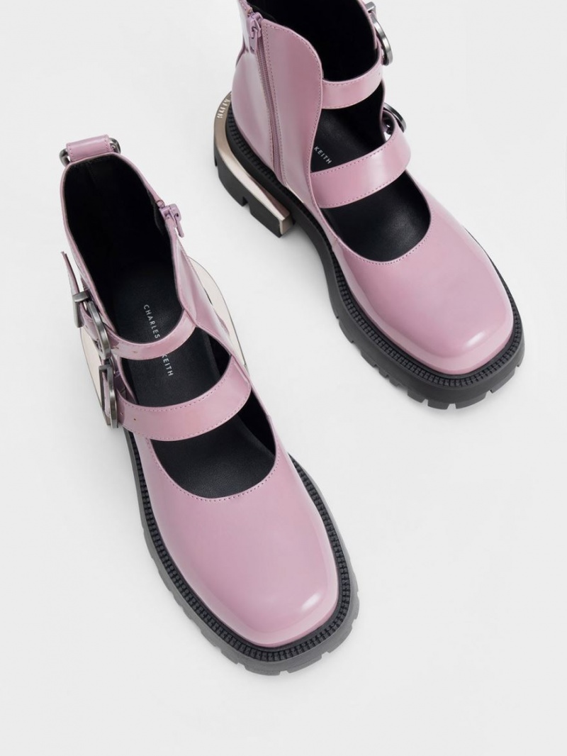 Cizme Groase Charles & Keith Selma Lacuita Buckled Violet | 506LEGIJF