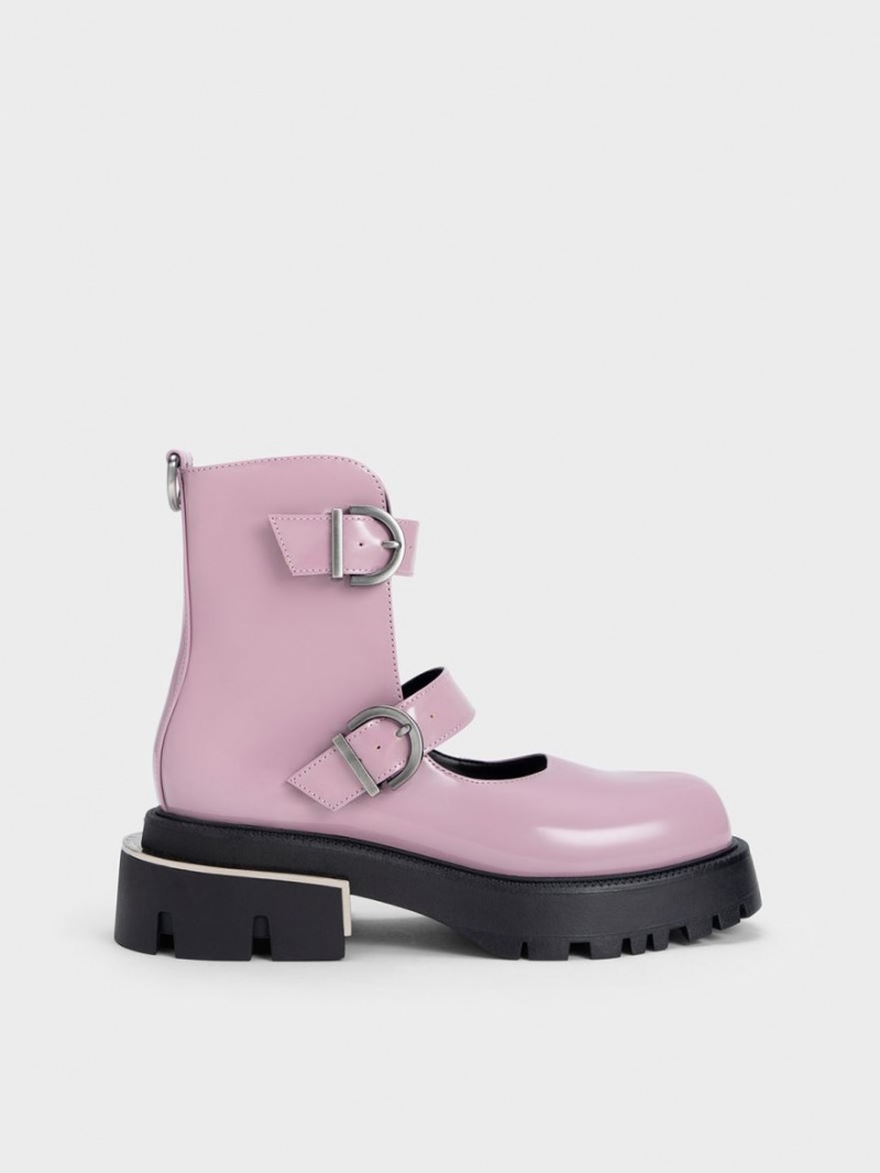 Cizme Groase Charles & Keith Selma Lacuita Buckled Violet | 506LEGIJF