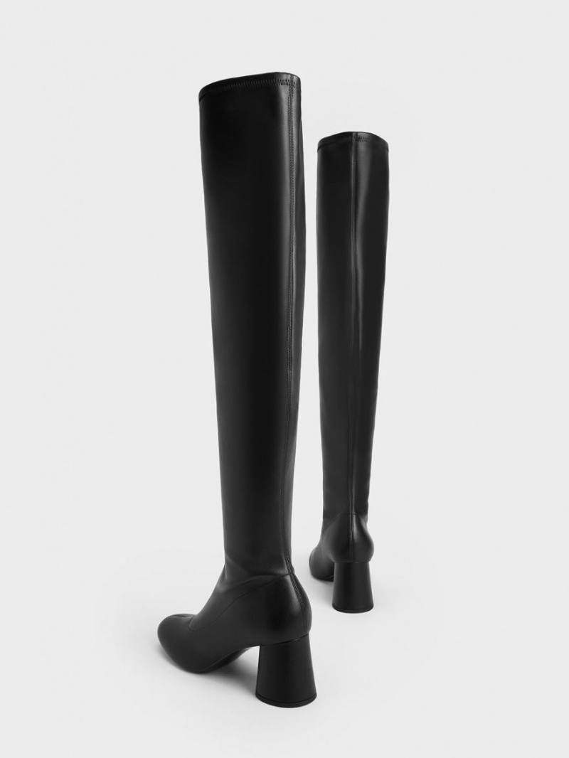 Cizme Inalte Charles & Keith Cylindrical Heel Thigh Negrii | 521OFJATL