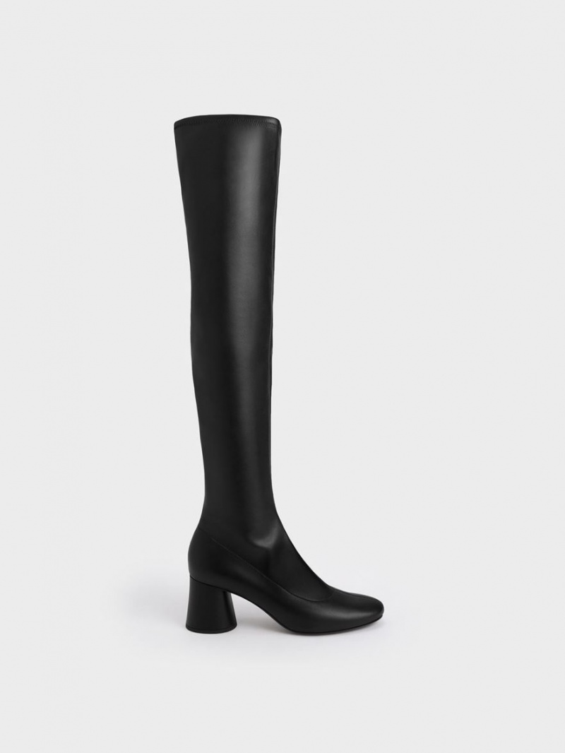 Cizme Inalte Charles & Keith Cylindrical Heel Thigh Negrii | 521OFJATL