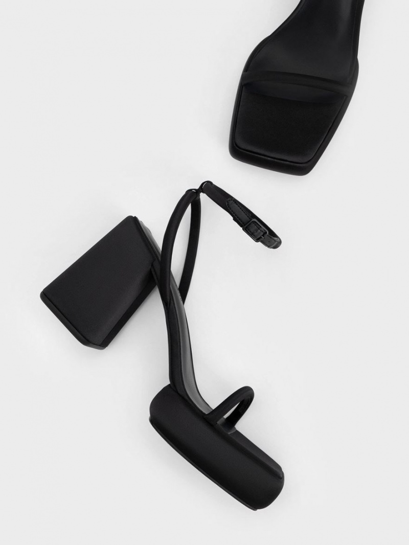 Cizme Inalte Charles & Keith Lucile Satin Thigh Negrii | 921XOBDUR