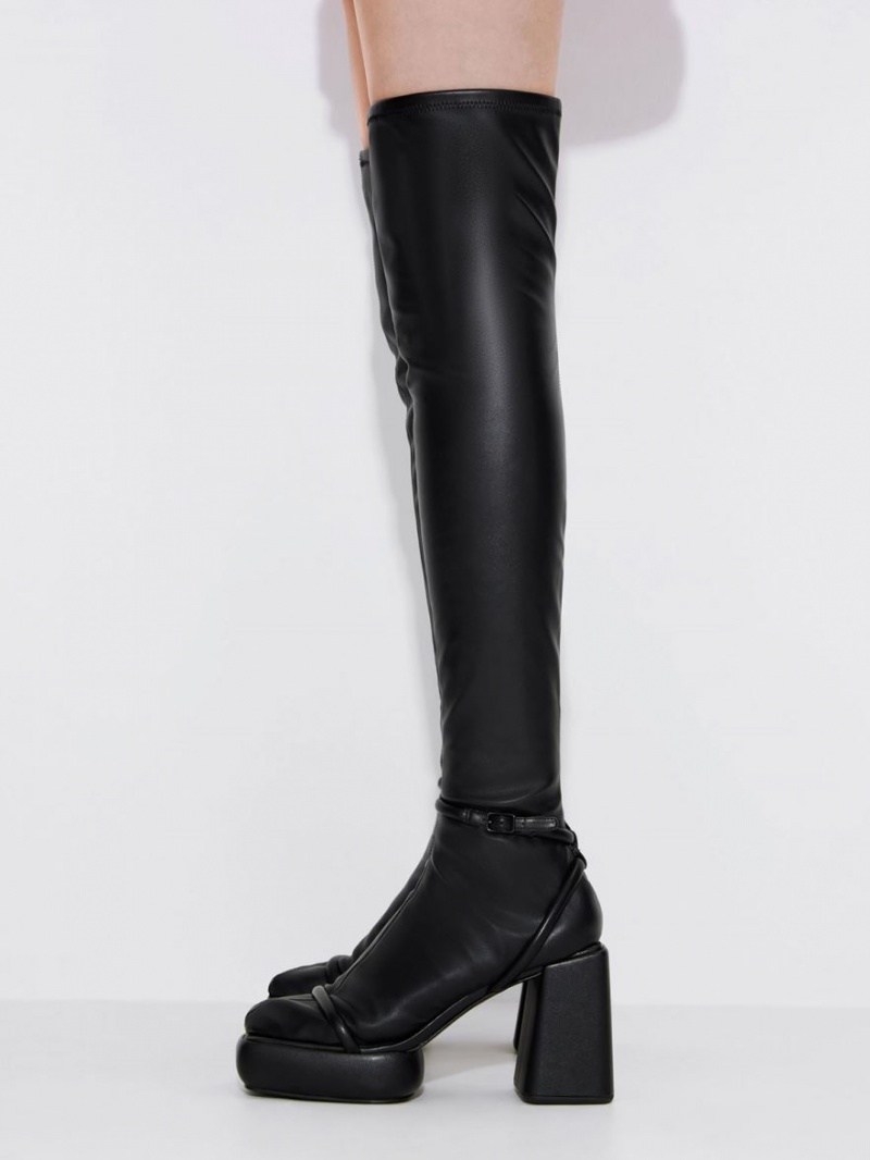 Cizme Inalte Charles & Keith Lucile Thigh Negrii | 834QTSHVI