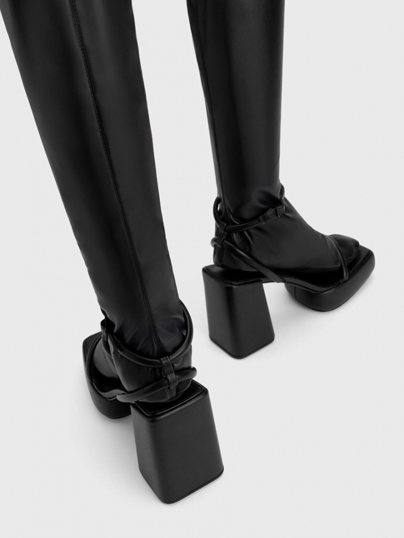 Cizme Inalte Charles & Keith Lucile Thigh Negrii | 834QTSHVI