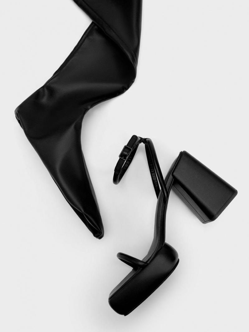 Cizme Inalte Charles & Keith Lucile Thigh Negrii | 834QTSHVI
