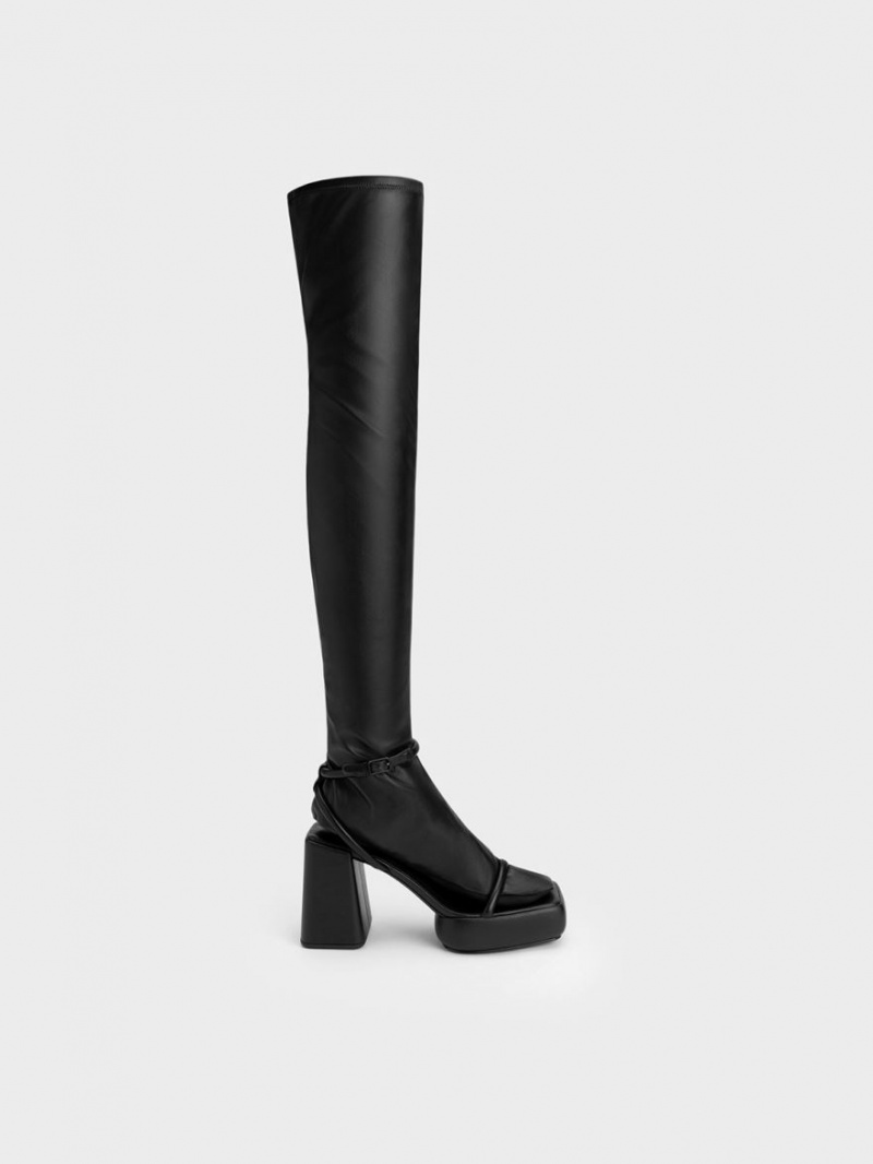Cizme Inalte Charles & Keith Lucile Thigh Negrii | 834QTSHVI